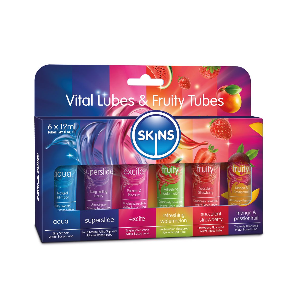 Skins Vital and Fruity Sampler 12ml Tubes 6 Pack – Flavored Lubricant Set > Lube > Flavoured