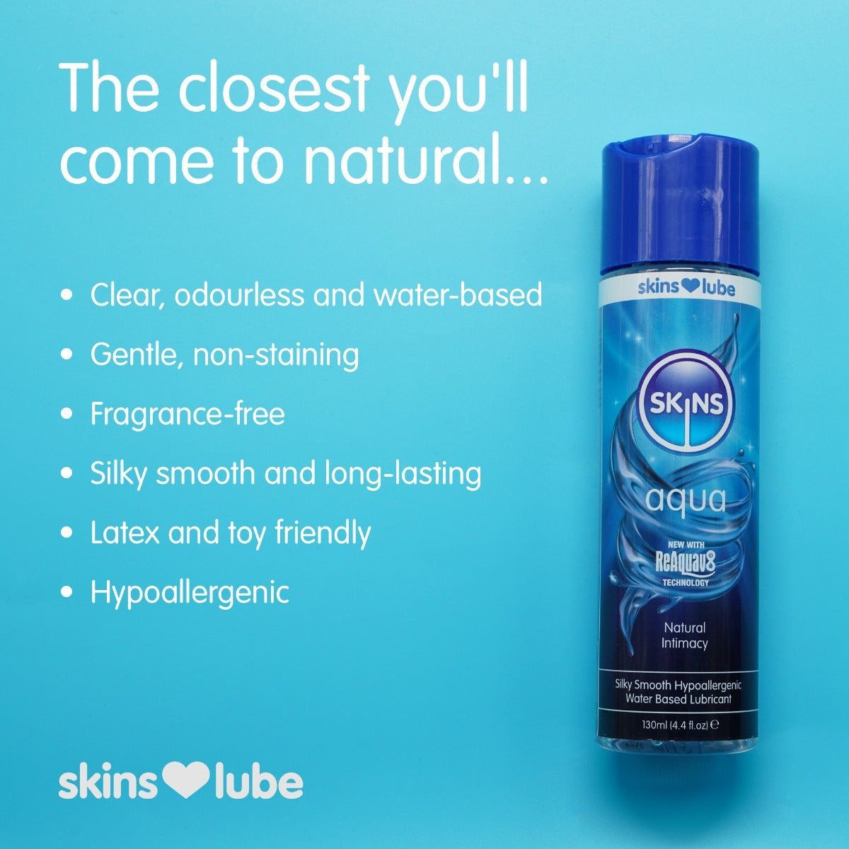 Skins Aqua Water-Based Lubricant 4.4 oz Medical-Grade with ReAquav8 Technology > Lube > Water Based