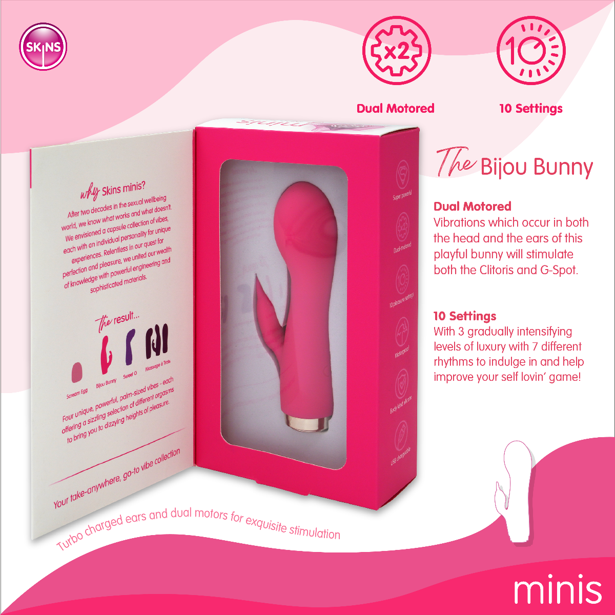 Skins Minis The Bijou Bunny 4 Inch Mini Vibrator > Vibrators > Ladies > Rabbit
