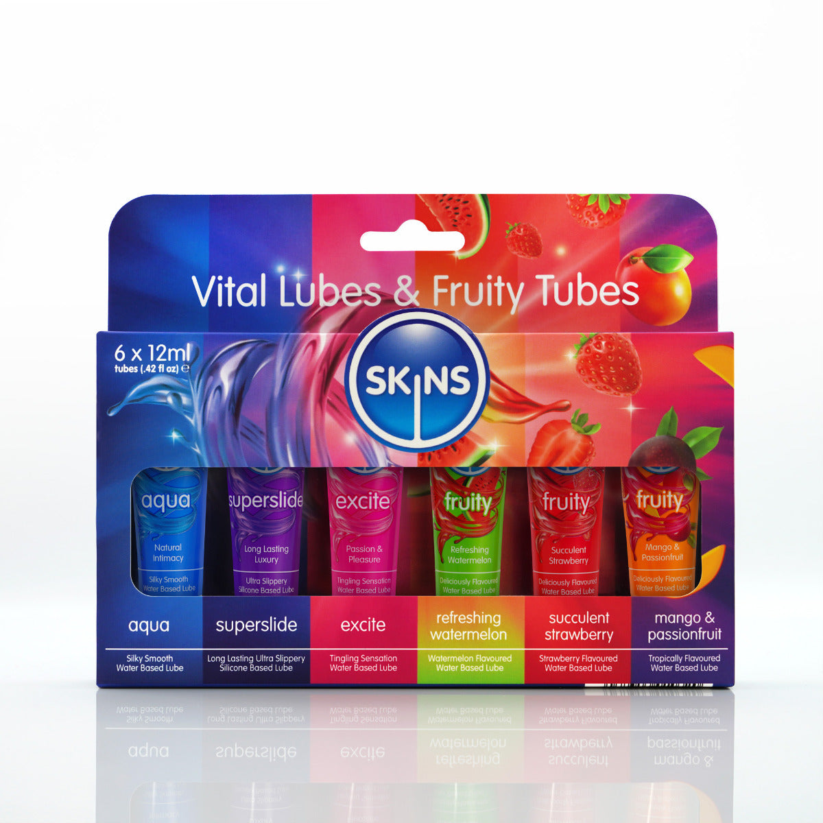 Skins Vital and Fruity Sampler 12ml Tubes 6 Pack – Flavored Lubricant Set Secondary image