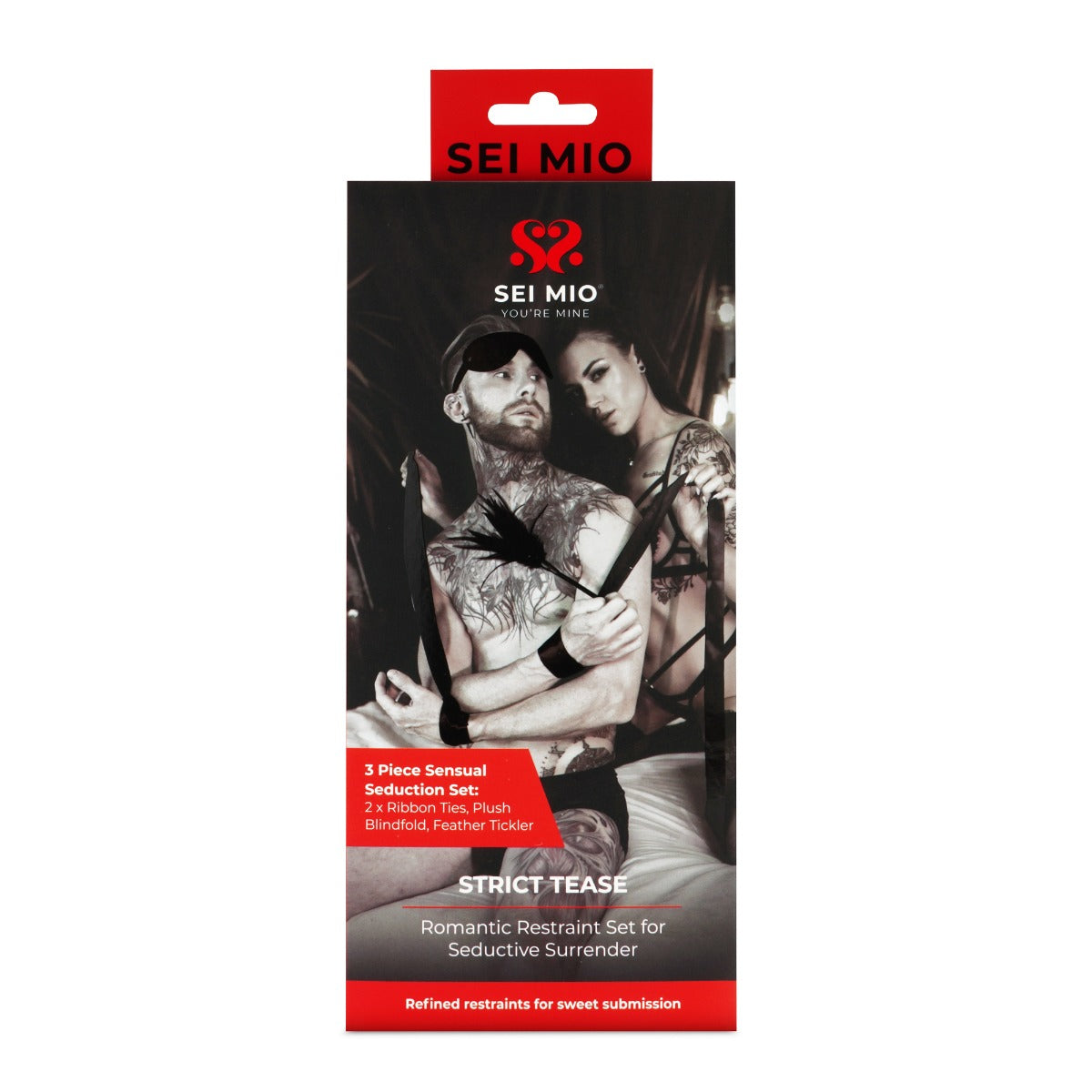SEI MIO Strict Tease Ribbon Ties Kit – Blindfold, Tickler, and Restraint Set > Bondage Gear > Bondage Kits