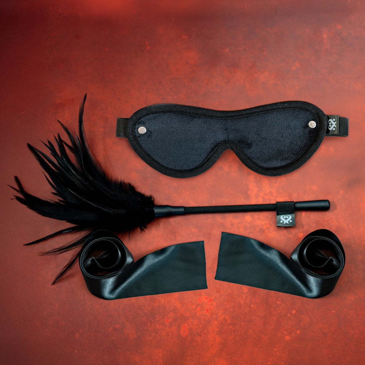 SEI MIO Strict Tease Ribbon Ties Kit – Blindfold, Tickler, and Restraint Set > Bondage Gear > Bondage Kits