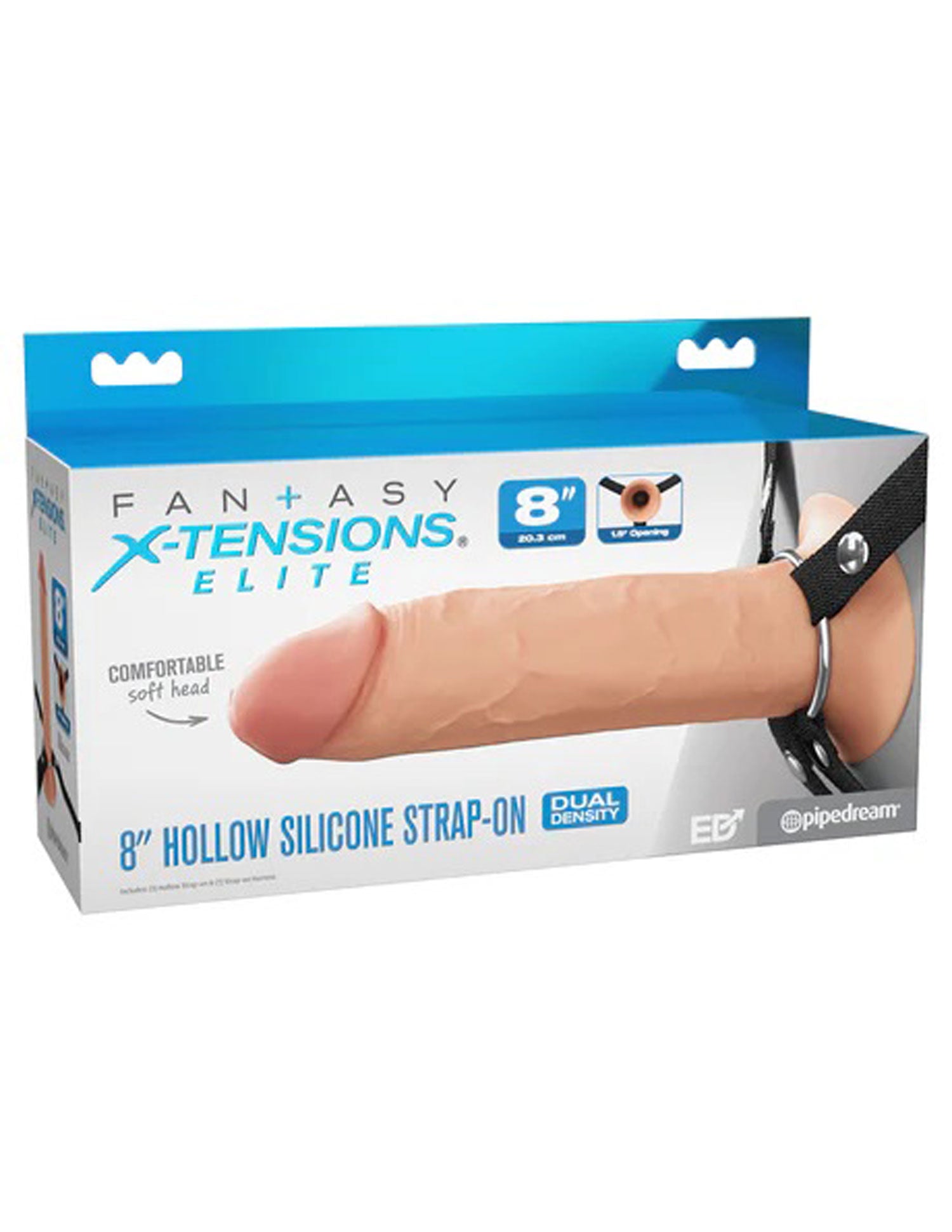 FX Elite 8 Inch Silicone Hollow Strap-On 20cm Strap-On White > Dildos > Hollow Strap Ons