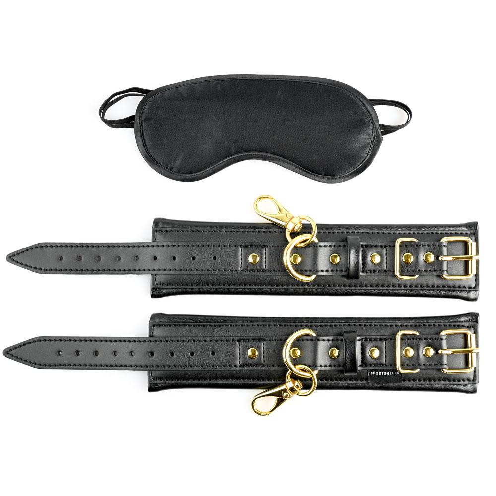Sportsheets Cuffs and Satin Blindfold Set Special Edition – Adjustable Restraints with Hardware Default Title > Bondage Gear > Bondage Kits