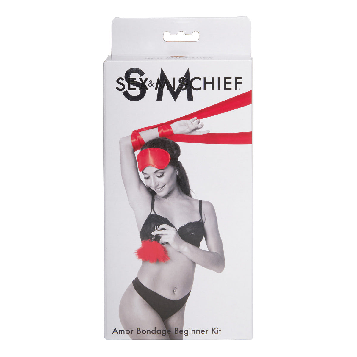 SM Amor Satin Bondage Kit With Blindfold And Rubber Tip Clamps Secondary image