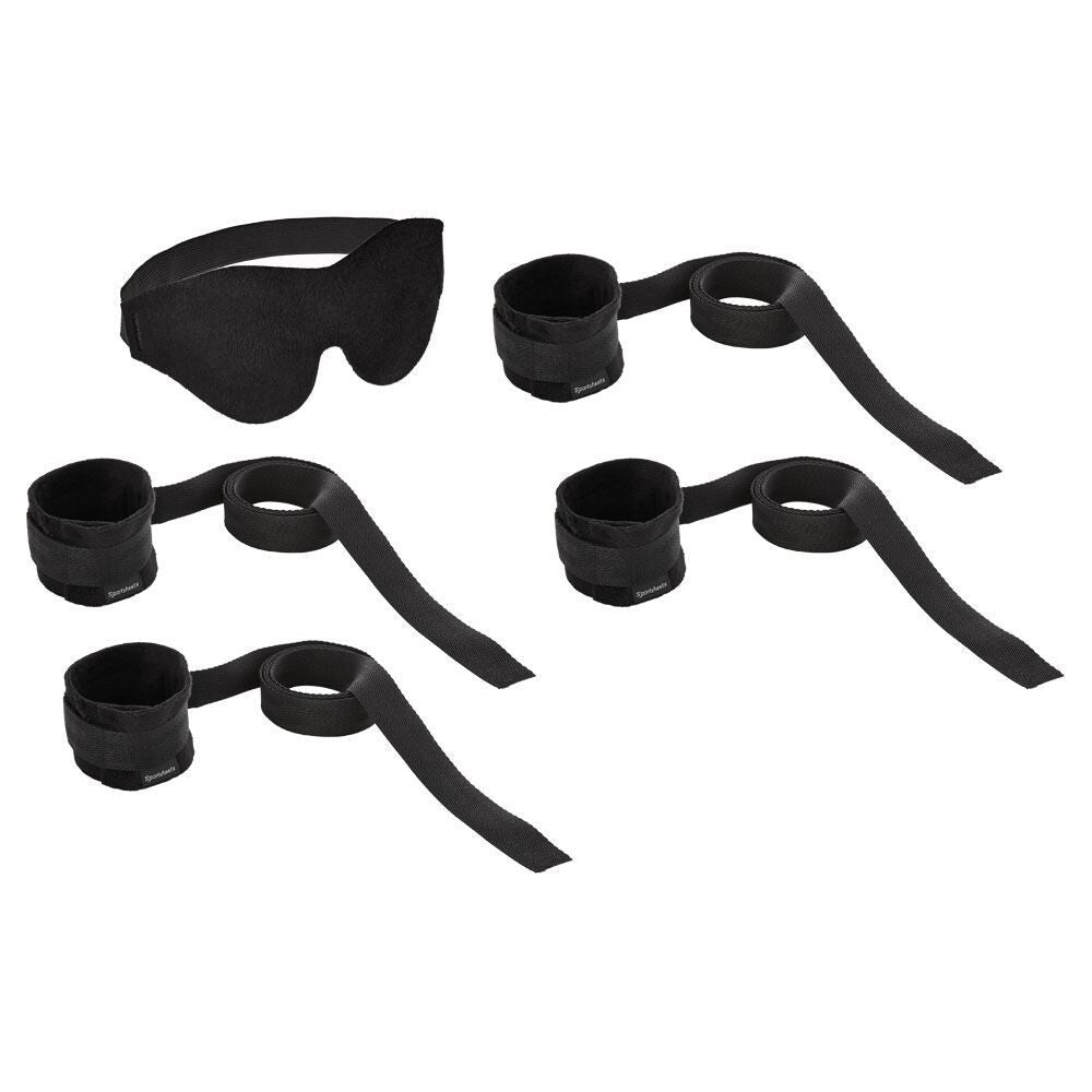 SportSheets Beginners Bondage Fantasy Kit For Couples Black Restraints