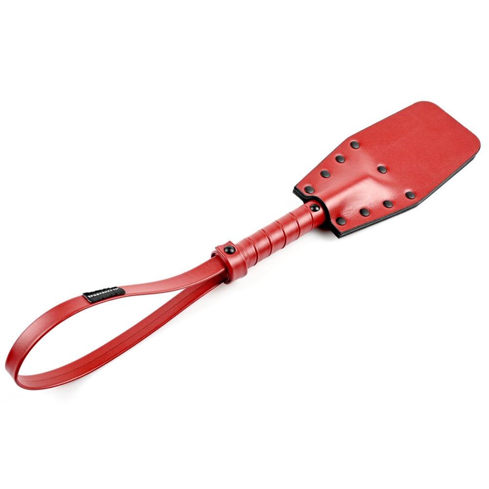 Saffron Studded Spanker – Faux Leather Impact Spanker with Studded and Smooth Surface > Bondage Gear > Paddles