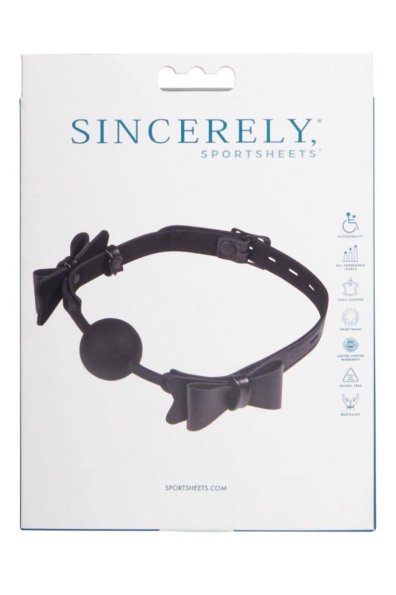 Sportsheets Sincerely Bow Tie Faux Leather Strap Silicone Ball Gag > Bondage Gear > Gags and Bits