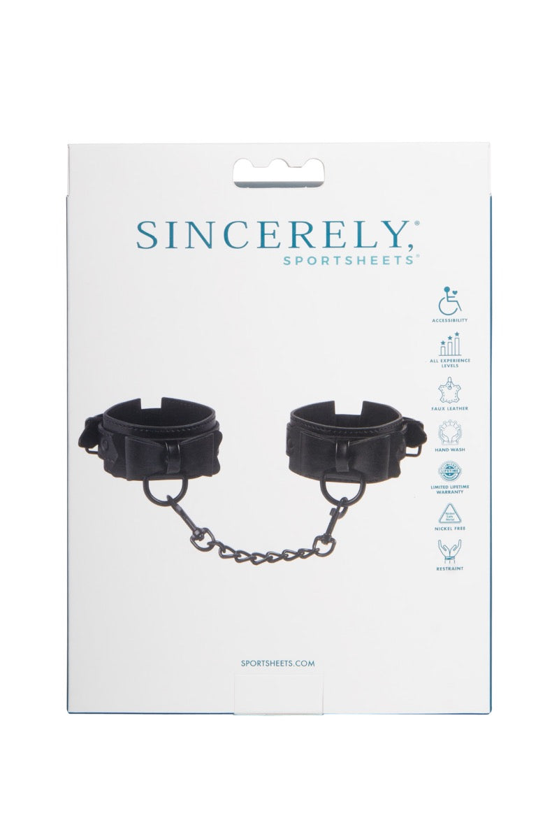 Sportsheets Sincerely Bow Tie Faux Leather Wrist Cuffs – Faux Leather Wrist Cuffs > Bondage Gear > Restraints