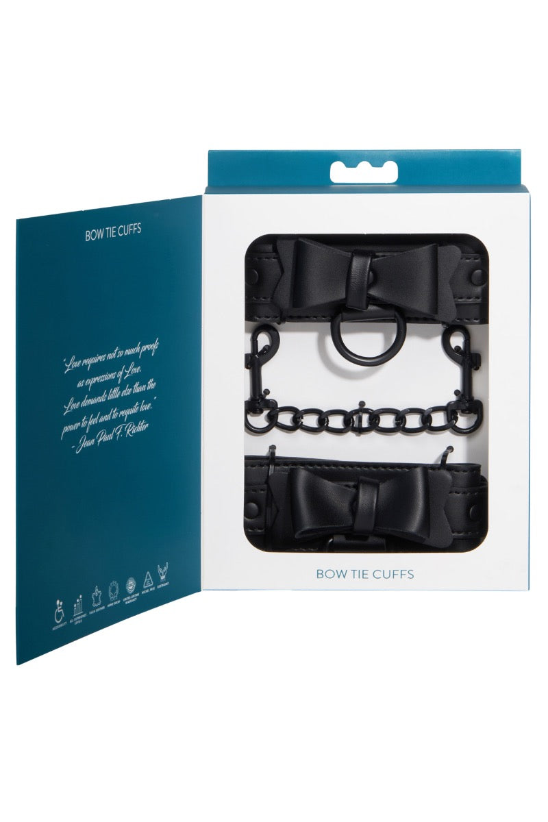 Sportsheets Sincerely Bow Tie Faux Leather Wrist Cuffs – Faux Leather Wrist Cuffs Default Title > Bondage Gear > Restraints