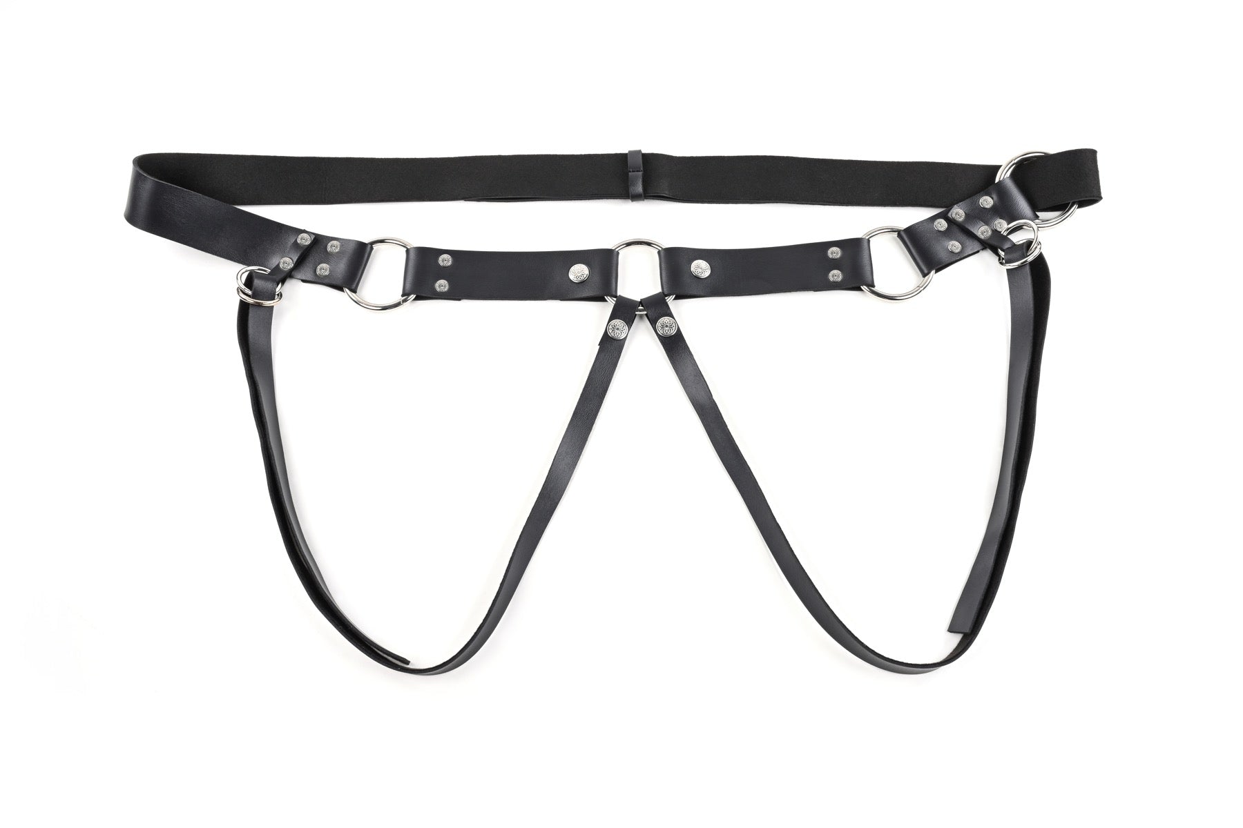 Sportsheet Montero Strap-On – Faux Leather Strap-On Harness with Silver Hardware > Dildos > Strap On Harnesses Main image