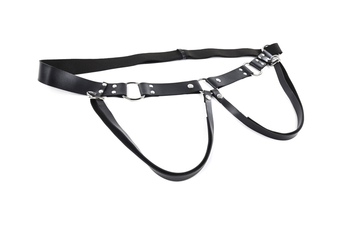 Sportsheet Montero Strap-On – Faux Leather Strap-On Harness with Silver Hardware > Dildos > Strap On Harnesses
