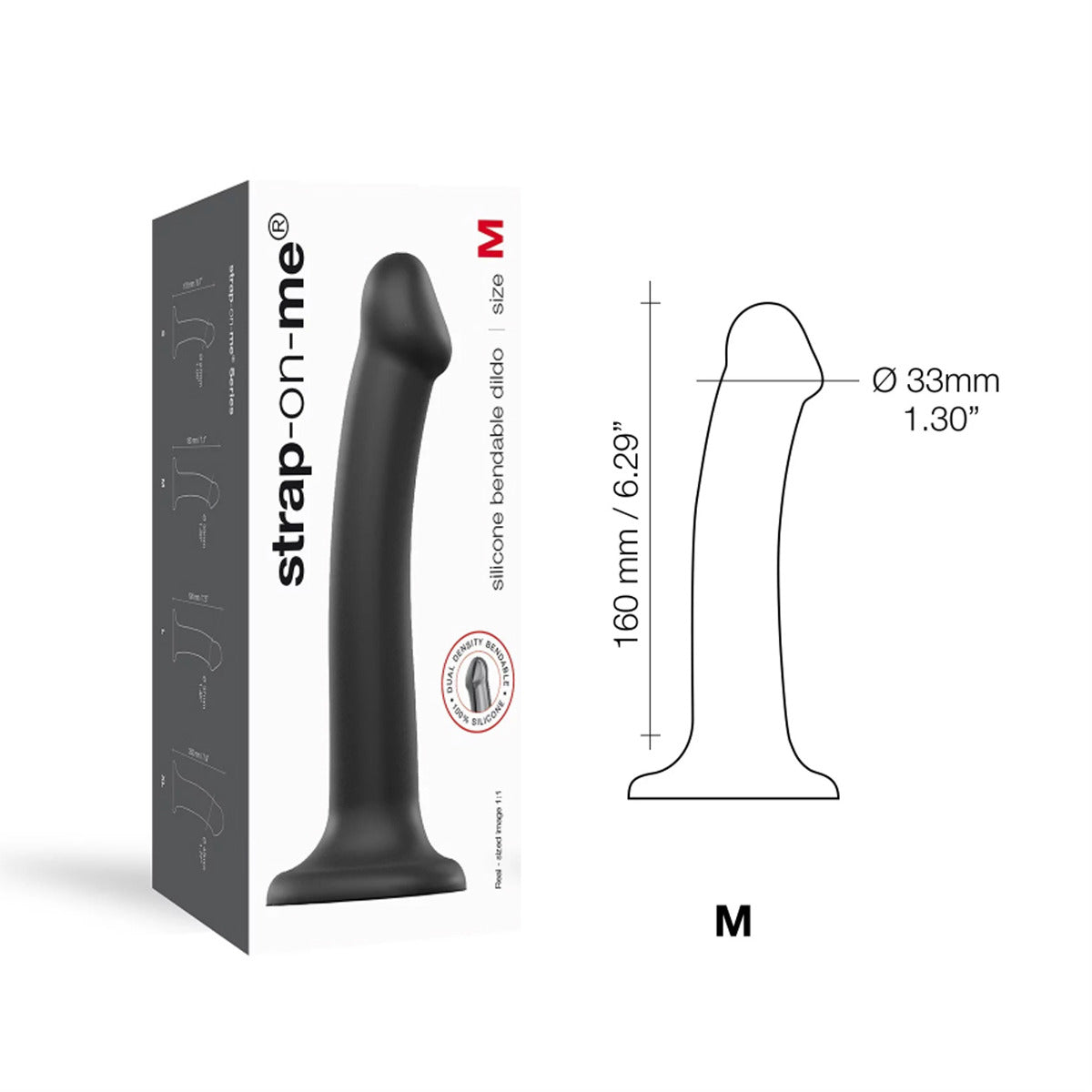 Strap On Me Semi-Realistic Dual Density Bendable Silicone Dildo with Suction Cup – Medium > Dildos > Realistic Dildos