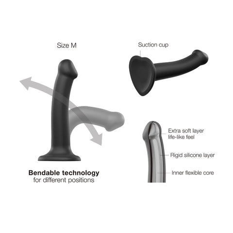 Strap On Me Semi-Realistic Dual Density Bendable Silicone Dildo with Suction Cup – Medium > Dildos > Realistic Dildos