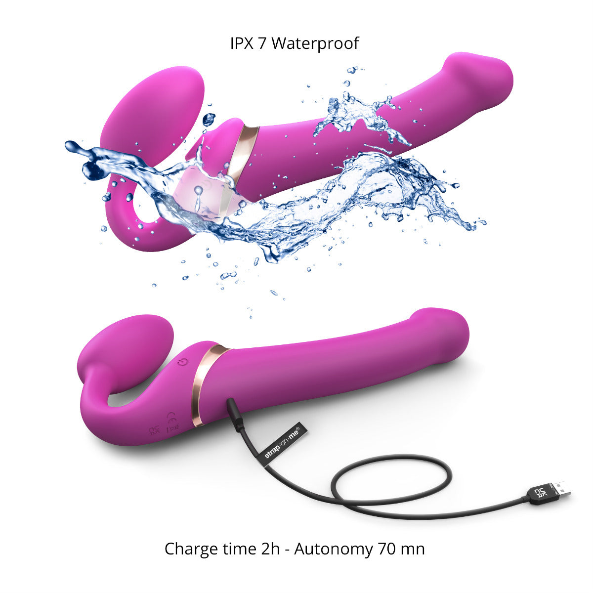 Strap On Me Multi Orgasm Bendable Strap-On – Rechargeable Triple Motor Vibrator > Dildos > Strap On Dildos