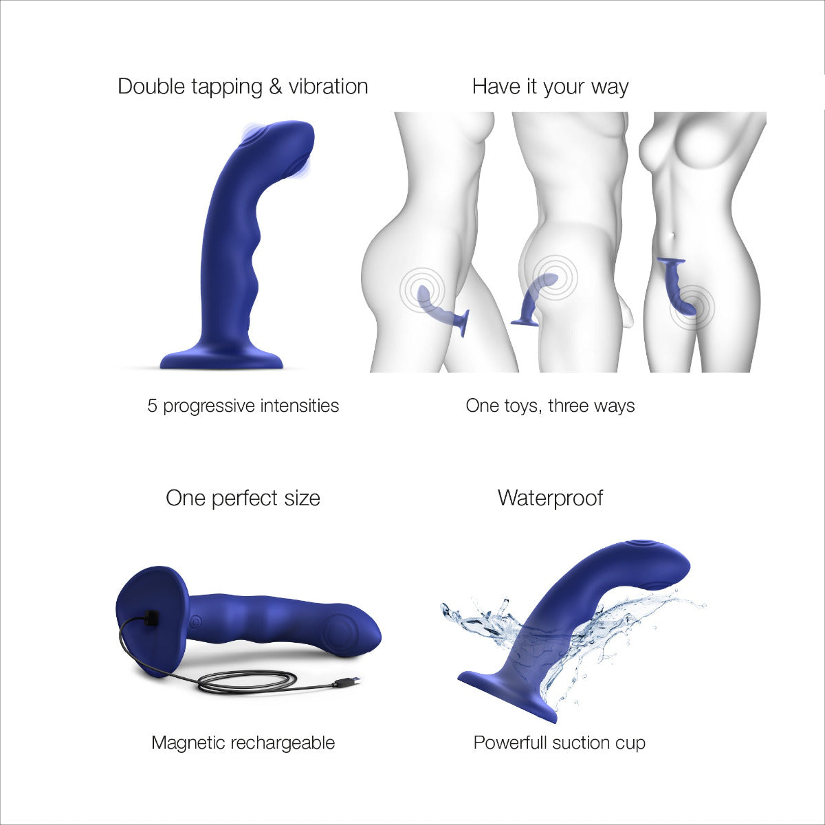 Strap On Me Tapping Dildo Wave – Double-Tap Vibrating Silicone Dildo > Dildos > Neutral Dildos
