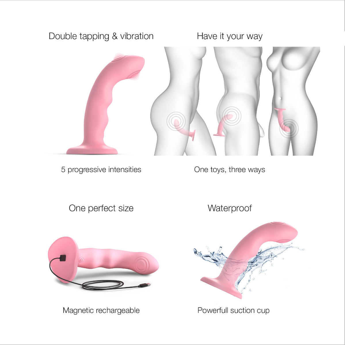 Strap On Me Tapping Dildo Wave – Double-Tap Vibrating Silicone Dildo > Dildos > Neutral Dildos