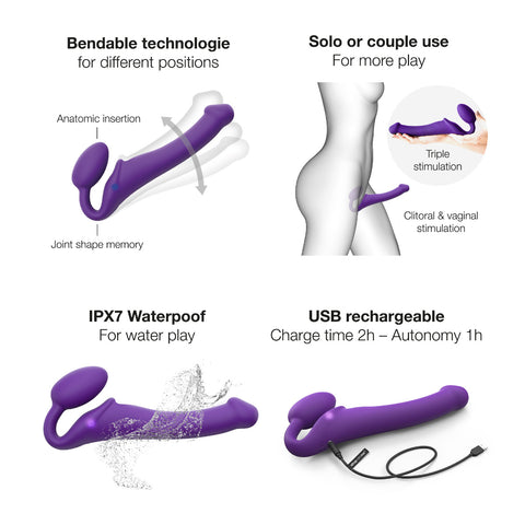 Strap On Me Vibrating Bendable Strap-On – Rechargeable Silicone Strap-On with Remote Control > Dildos > Strap On Dildos