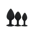 Toosh Silicone Butt Plug Set of 3 – Jewelled Plugs (Small, Medium, Large) Black > Anal Range > Jewel Butt Plugs