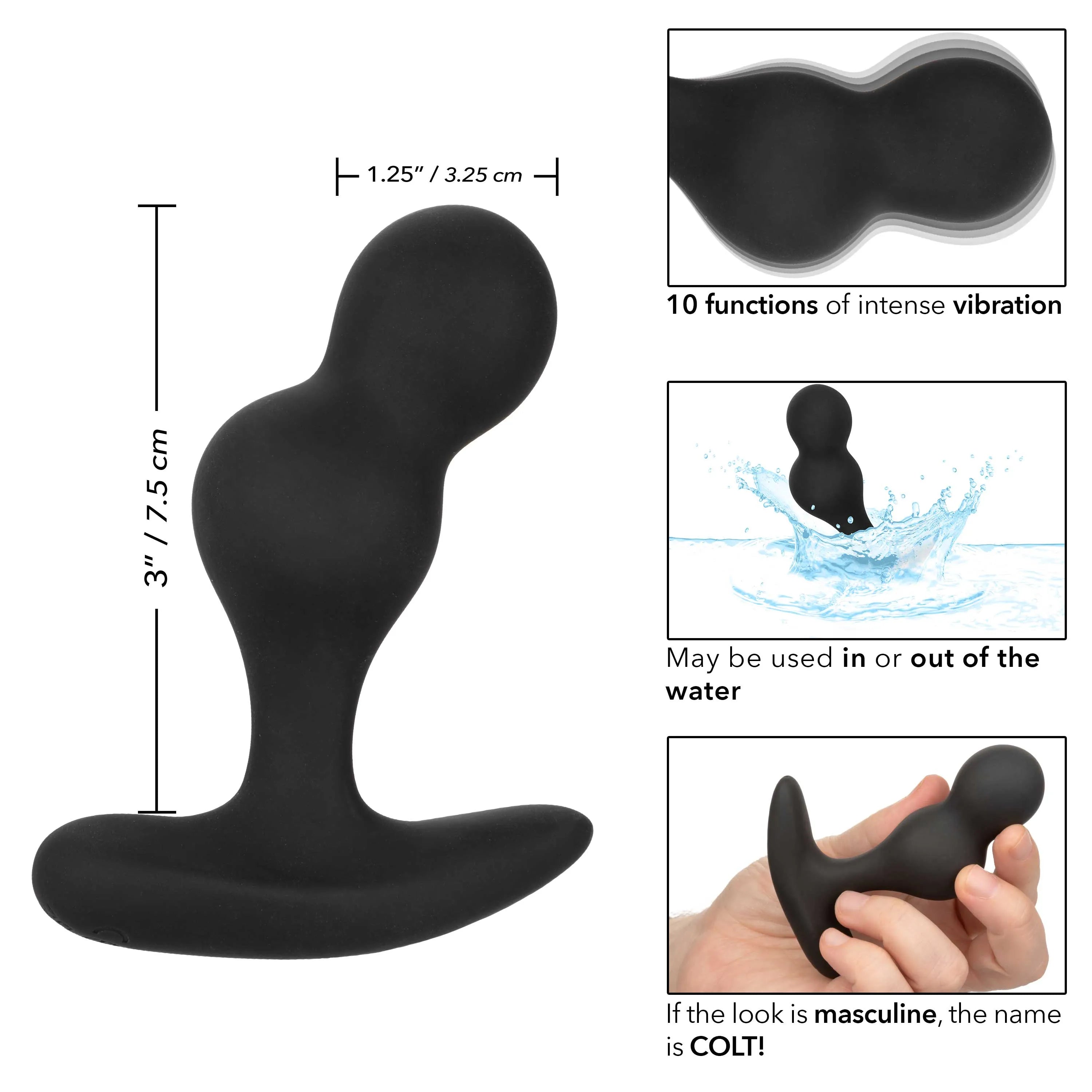 Colt Dual Power Probe – Rechargeable Bulbous Vibrator with 10 Functions > Anal Range > Prostate Plugs