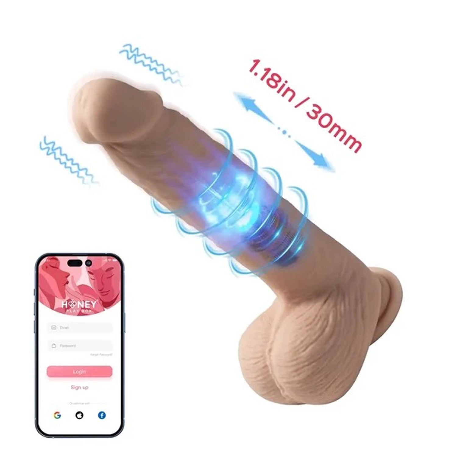 Kenzo App Controlled 9.5 Inch Large Realistic Thrusting Dildo > Dildos > Large Dildos