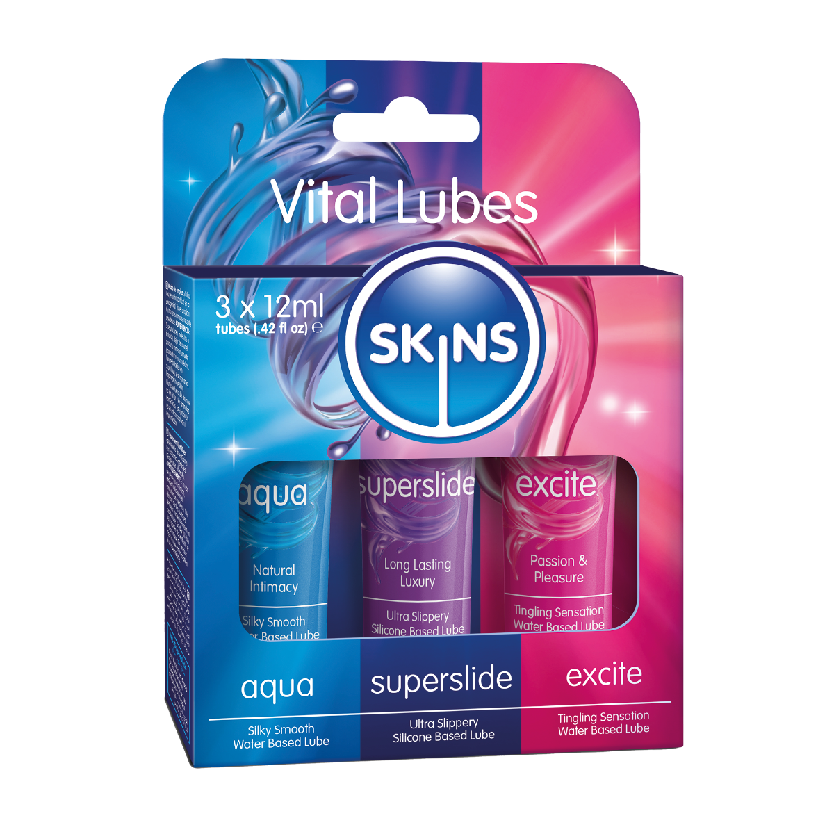 Skins Vital Sampler Tubes 3-Pack – 12ml Travel Size Lubricant Sampler Set > Lube > Water Based