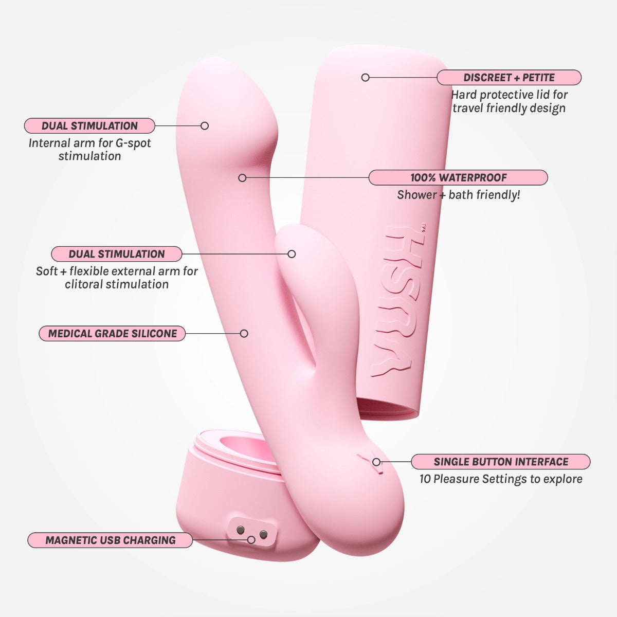 Vush Pop Glow Rabbit Vibrator – Dual Motor Medical Grade Silicone Waterproof Secondary image