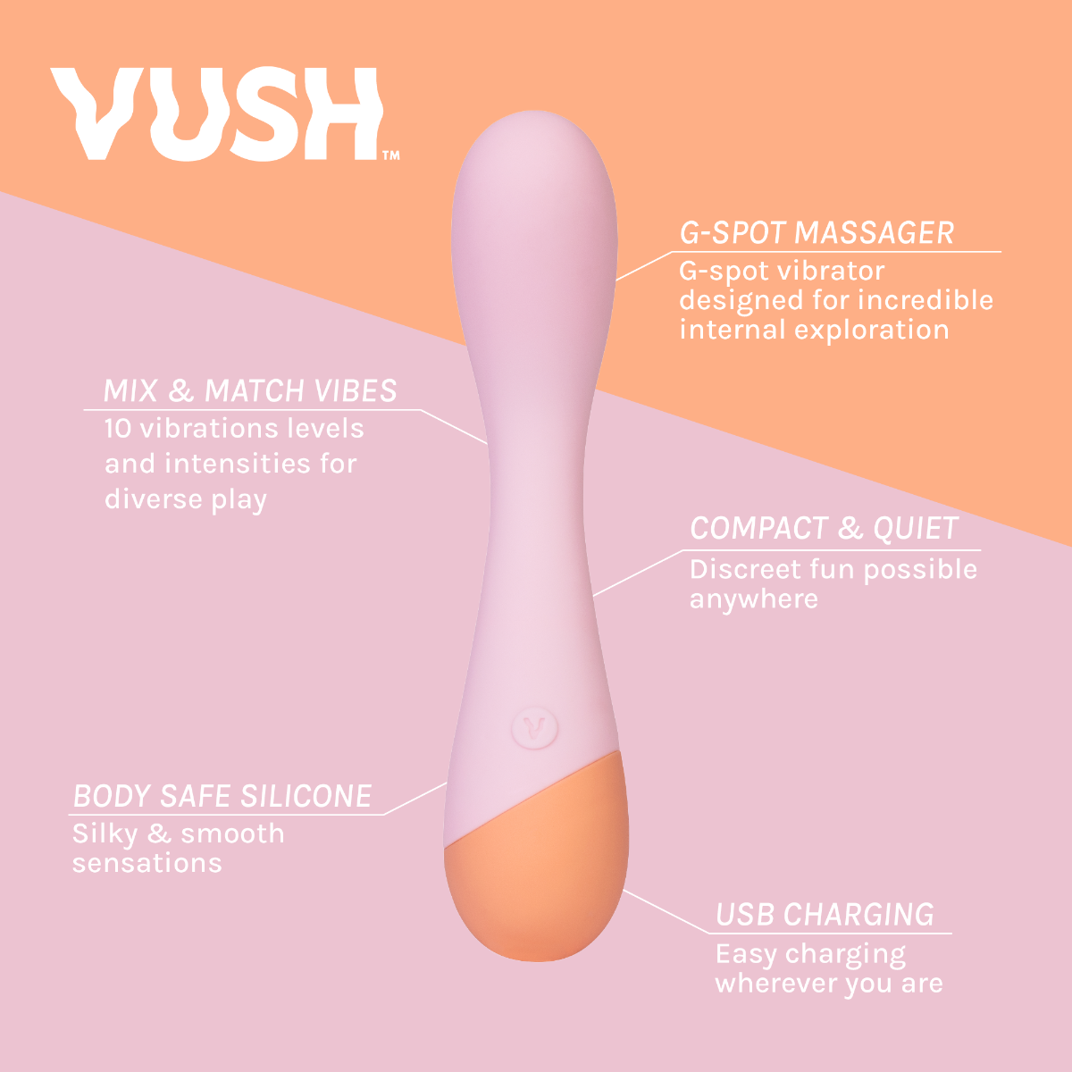 Vush Peachy G-Spot Massager – Compact Ergonomic Rechargeable G-Spot Vibrator Secondary image