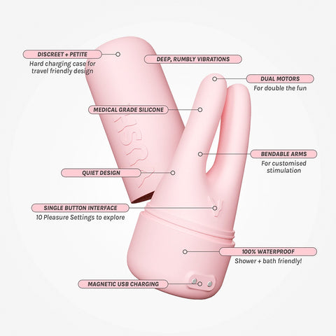 Vush Pop Swish Double Trouble Bendable Mini Vibrator - Dual Tip Silicone Vibrator > Sex Toys For Ladies > Clitoral Vibrators and Stimulators