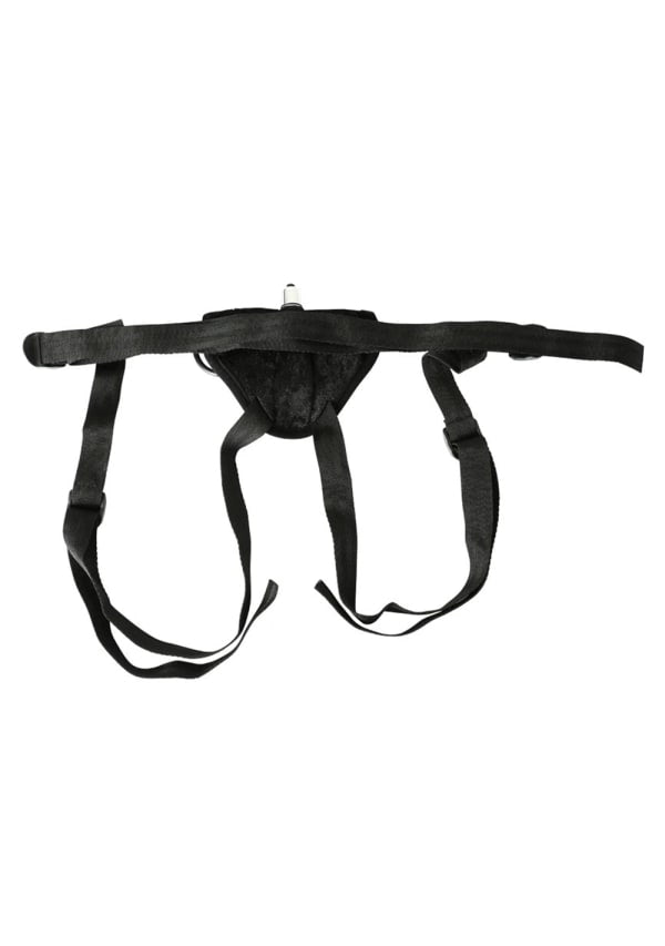 Sportsheets Vibrating Strap-On Harness with Clitoral Vibrator – Velvet Fabric Vibrator Harness > Dildos > Strap On Harnesses