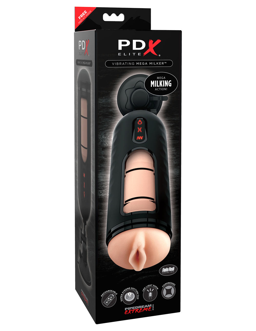 PDX Elite Vibrating Mega Milker – Rechargeable Powered Stroker Vibrator Beige > Sex Toys For Men > Masturbators > Vibrating