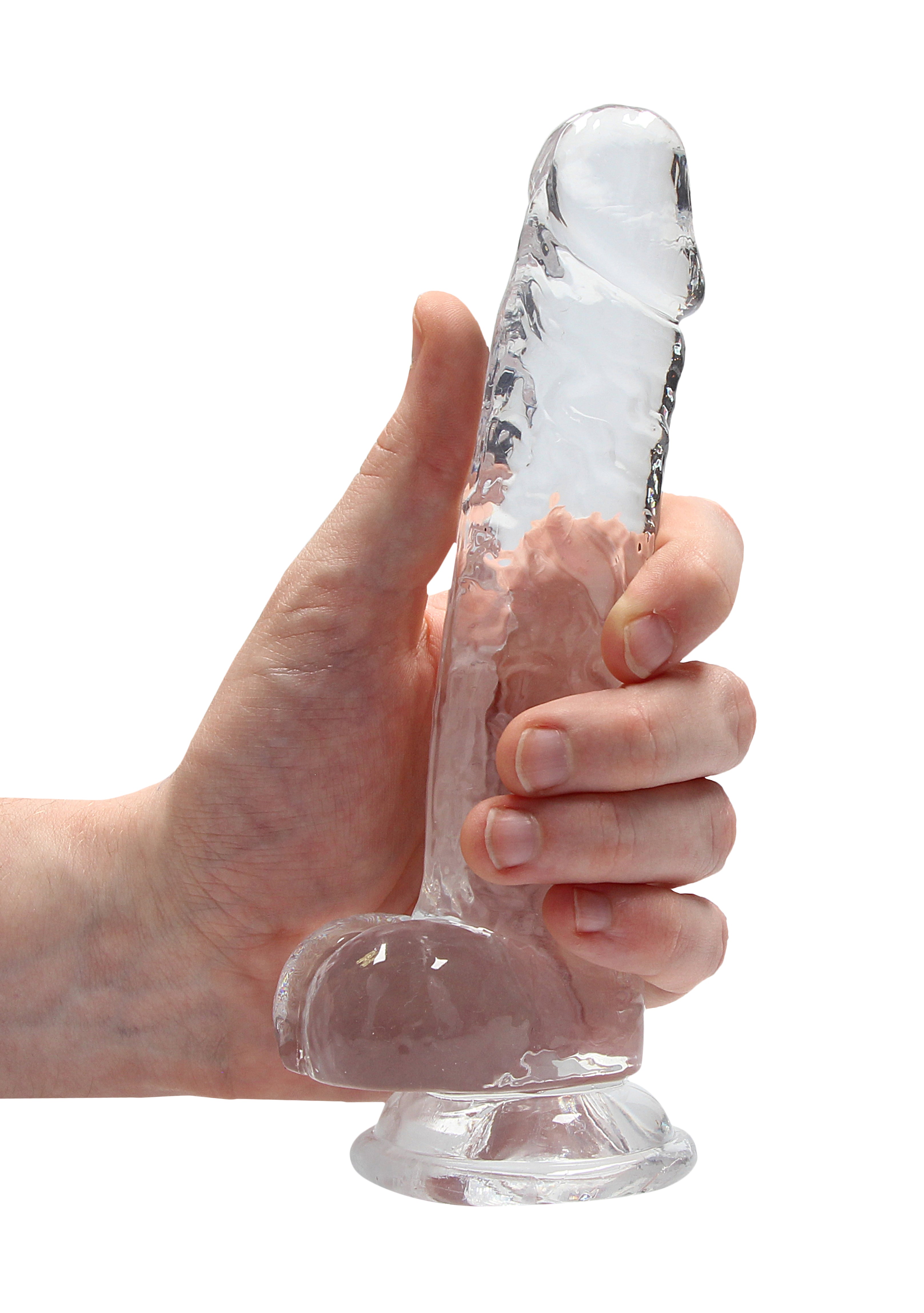 RealRock Crystal Clear 7 Inch Phthalate-Free TPE Realistic Dildo with Balls > Dildos > Realistic Dildos