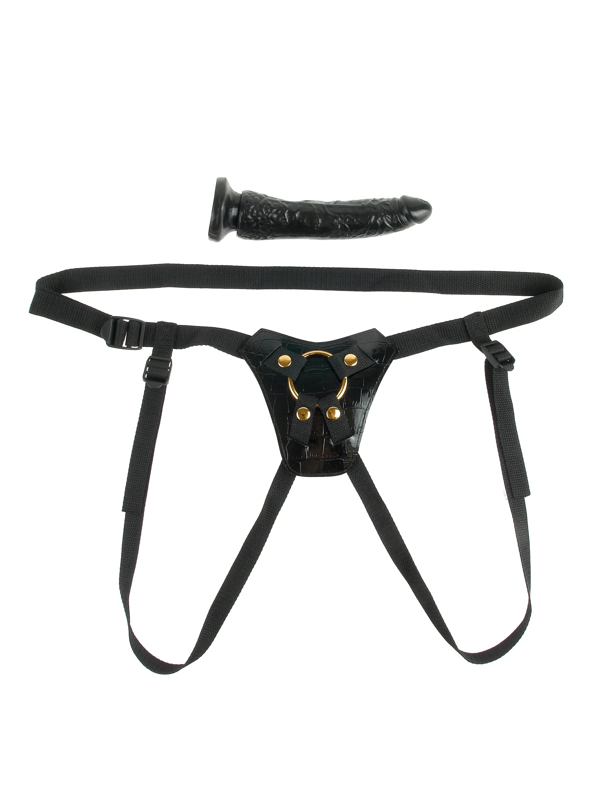 Pipedream Fetish Fantasy Gold Designer Strap-On with 7" Probe > Dildos > Strap On Dildos