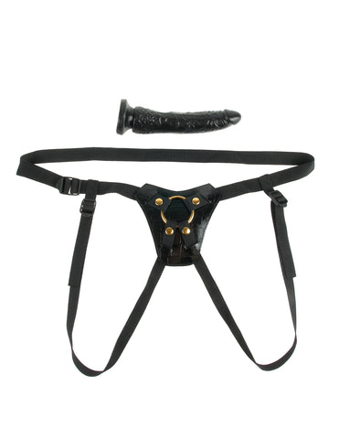 Pipedream Fetish Fantasy Gold Designer Strap-On with 7" Probe > Dildos > Strap On Dildos