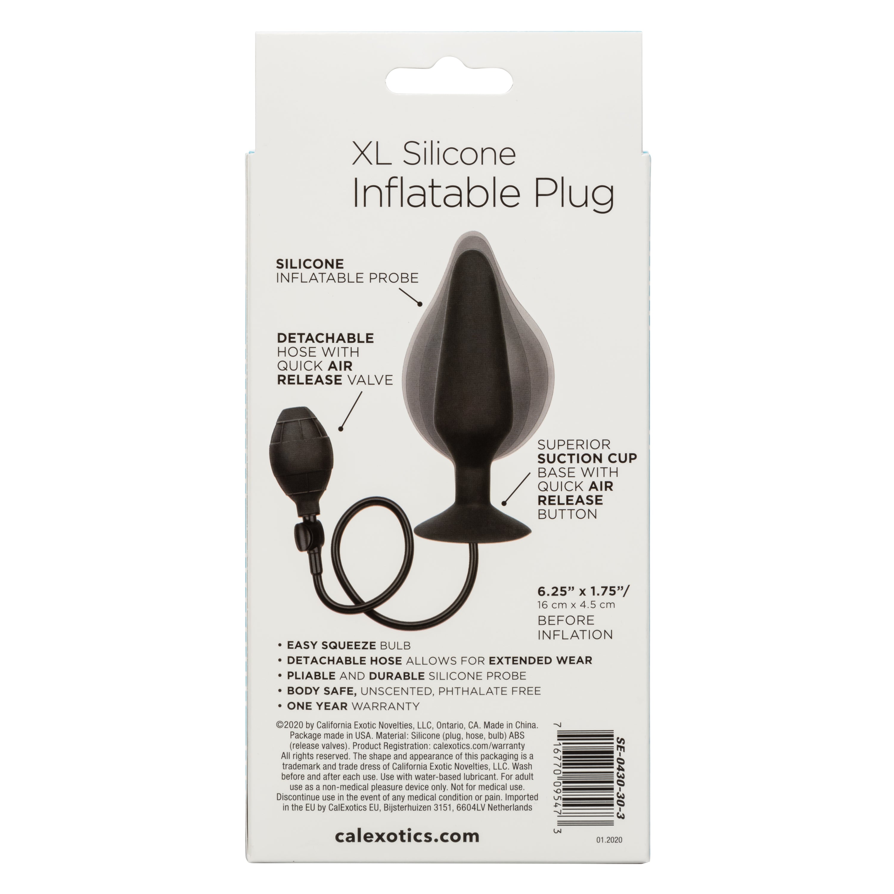 CalExotics XL Silicone Inflatable Plug – Inflatable Anal Plug with Detachable Hose and Squeeze Bulb > Anal Range > Tunnel and Stretchers