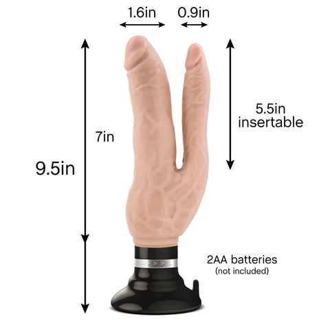 Dr Skin Double Vibe Realistic Vibrating Dildo Set Beige Dongs Realistic