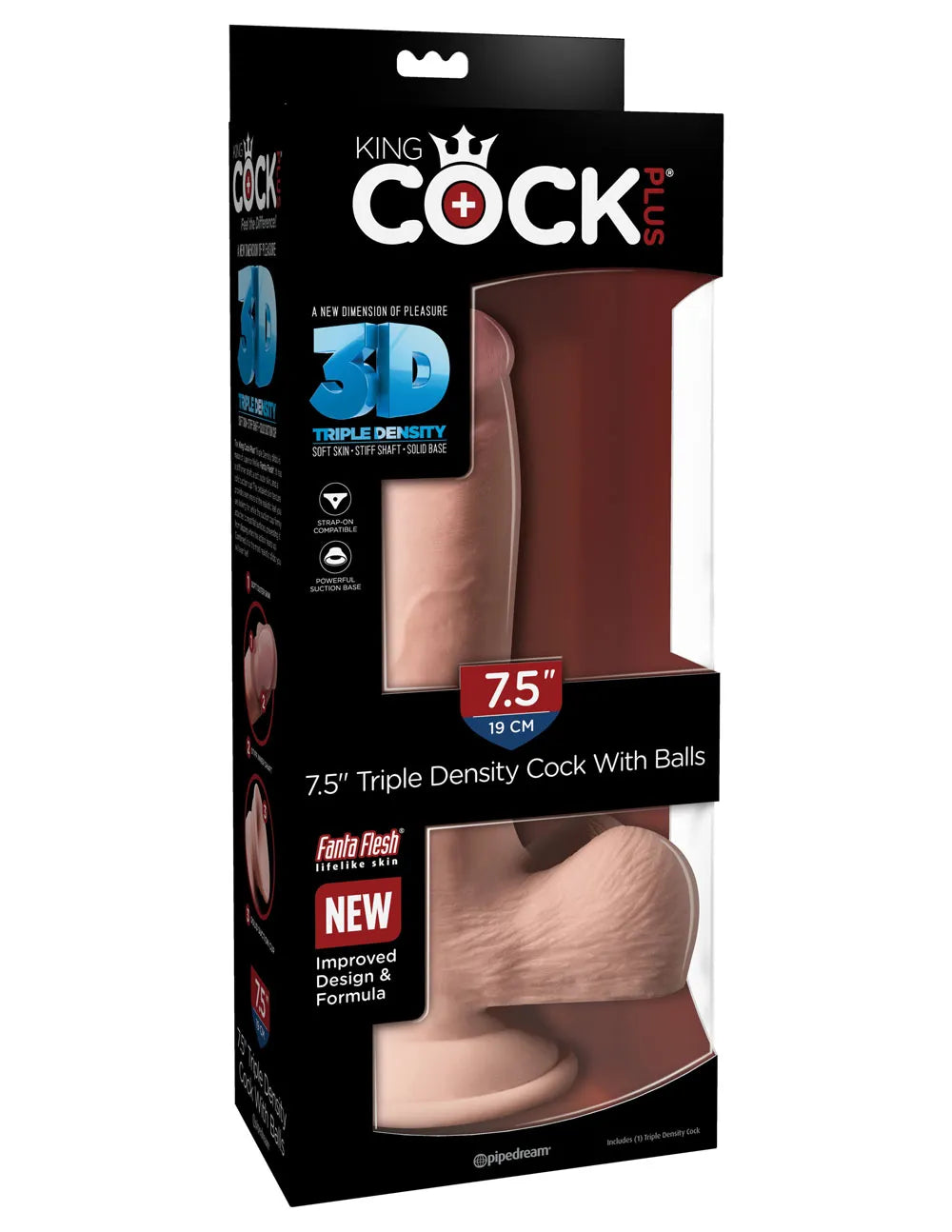 Pipedream King Cock Plus 7.5 Inch Triple Density Dildo with Balls > Dildos > Realistic Dildos