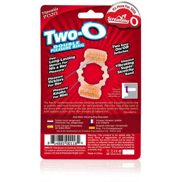 Screaming O TwoO Vibrating Silicone Cock Ring Duo Plus Cock Rings Vibrating