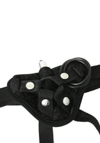 Sportsheets Vibrating Strap-On Harness with Clitoral Vibrator – Velvet Fabric Vibrator Harness > Dildos > Strap On Harnesses