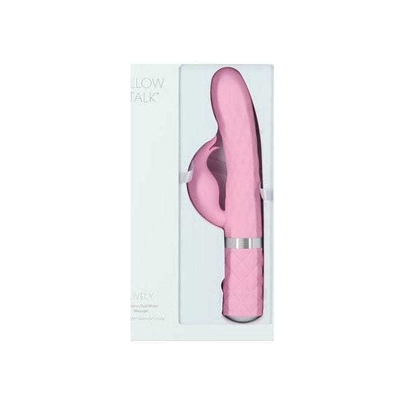 Pillow Talk Lively Pink Rabbit Dual Massager 8 Inch Clitoral Stimulator VIBRATORS-RABBIT