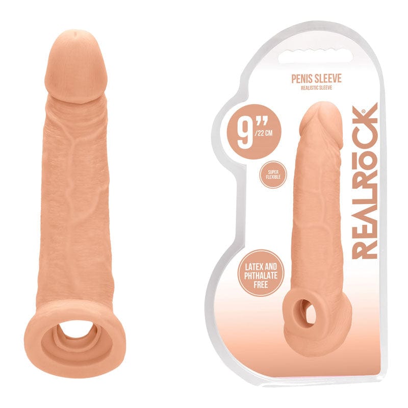 REALROCK 9'' Realistic Penis Extender with Rings 22.9 cm Sleeve > Sex Toys For Men > Penis Sleeves