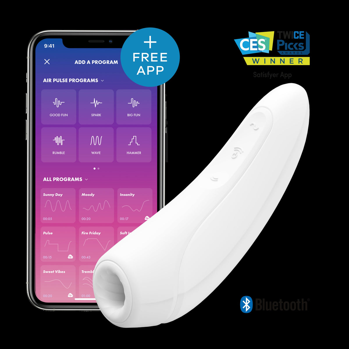 Satisfyer Curvy1+ Clitoral Stimulator – Rechargeable Silicone Pleasure Device > Sex Toys For Ladies > Air Pulsation