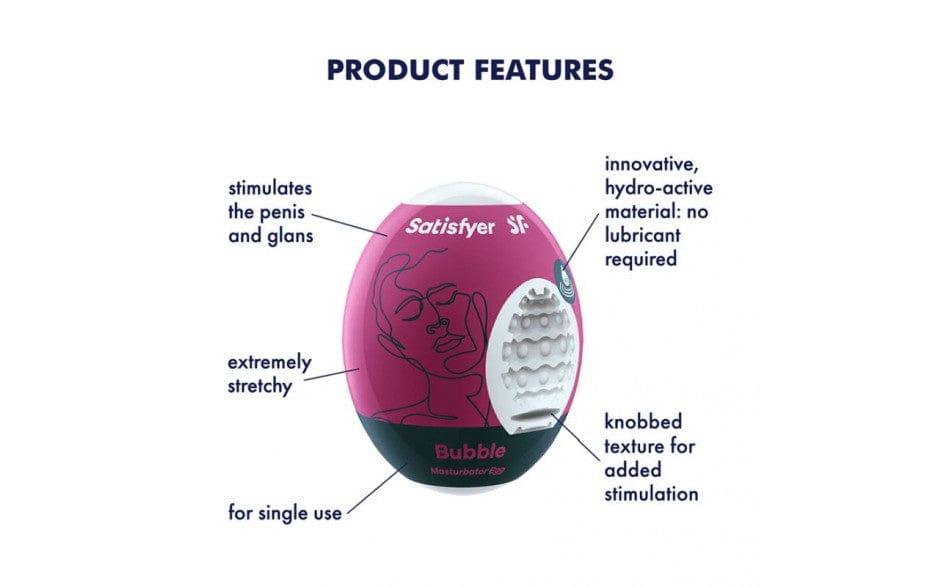 Satisfyer Masturbator Egg Bubble Hydro-Active Texture Compact Pleasure Device > Sex Toys For Men > Masturbators Cup